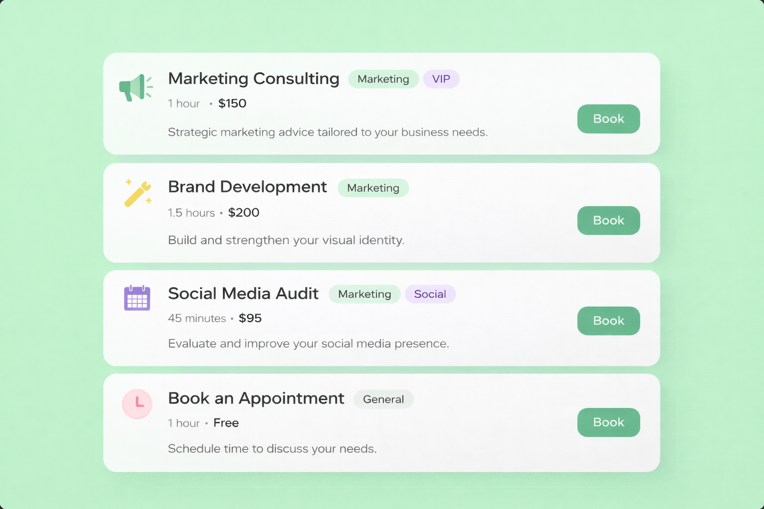 Let clients book the right service easily