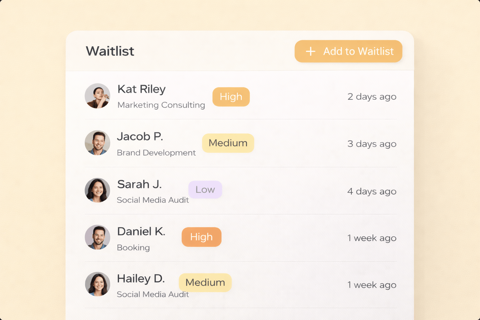 See booking overflow in a waitlist